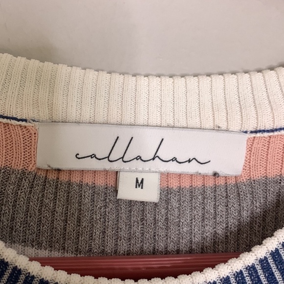 Callahan Multicolor Striped Ribbed Knit short sleeve Casual Dress pink medium - Picture 3 of 7